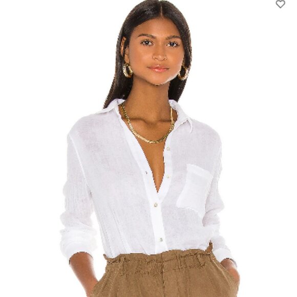 Rails Ellis White Gauze‎ Button Down Shirt Top Medium Lightweight Organic Cotton - Picture 2 of 16